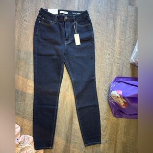 Warp + Weft Blue Skinny Jeans High-Rise Contrast Stitching
